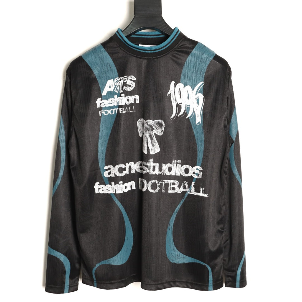 Acne Studios Bow Graphic Football Jersey Long-Sleeve Top - Black