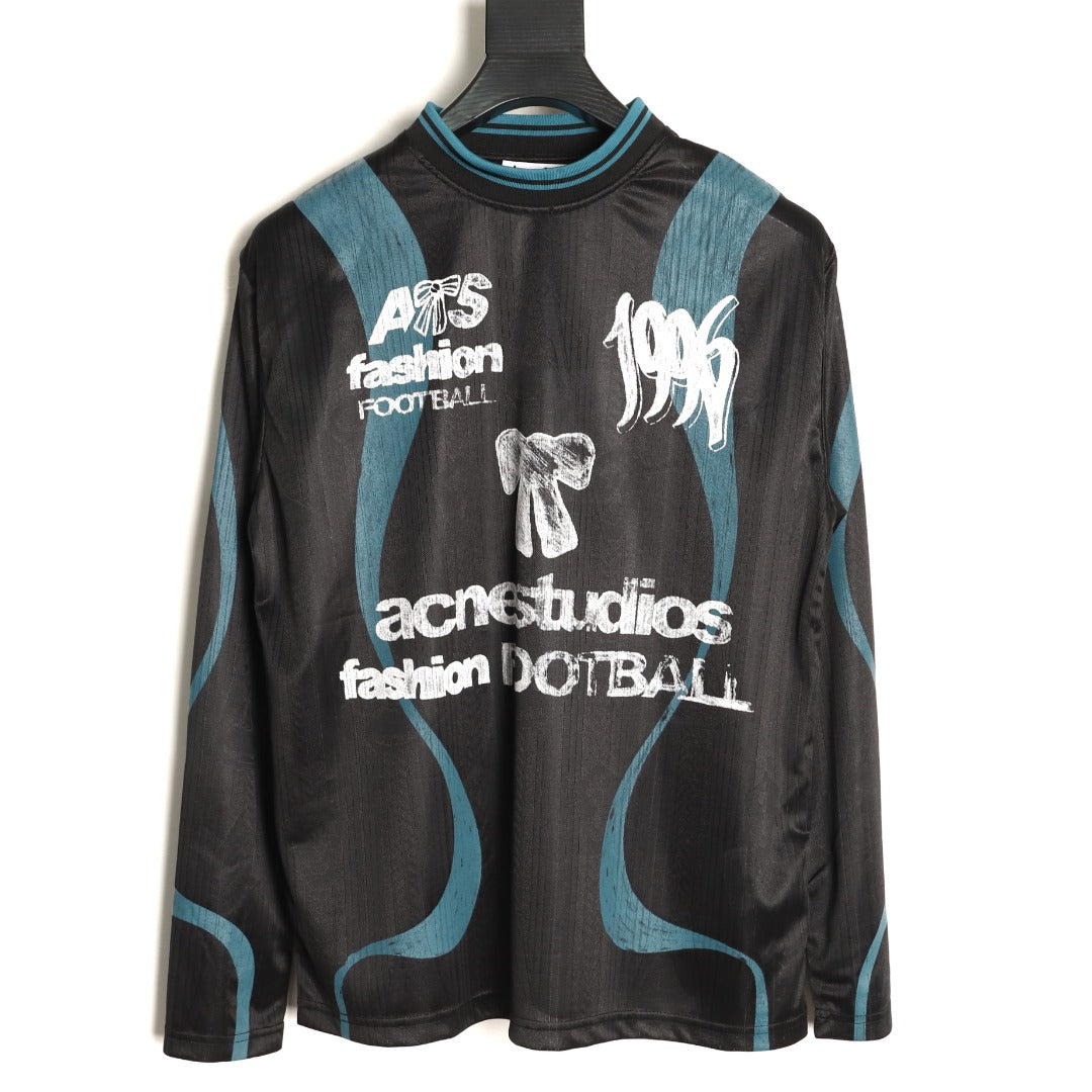 Acne Studios Bow Graphic Football Jersey Long-Sleeve Top - Black