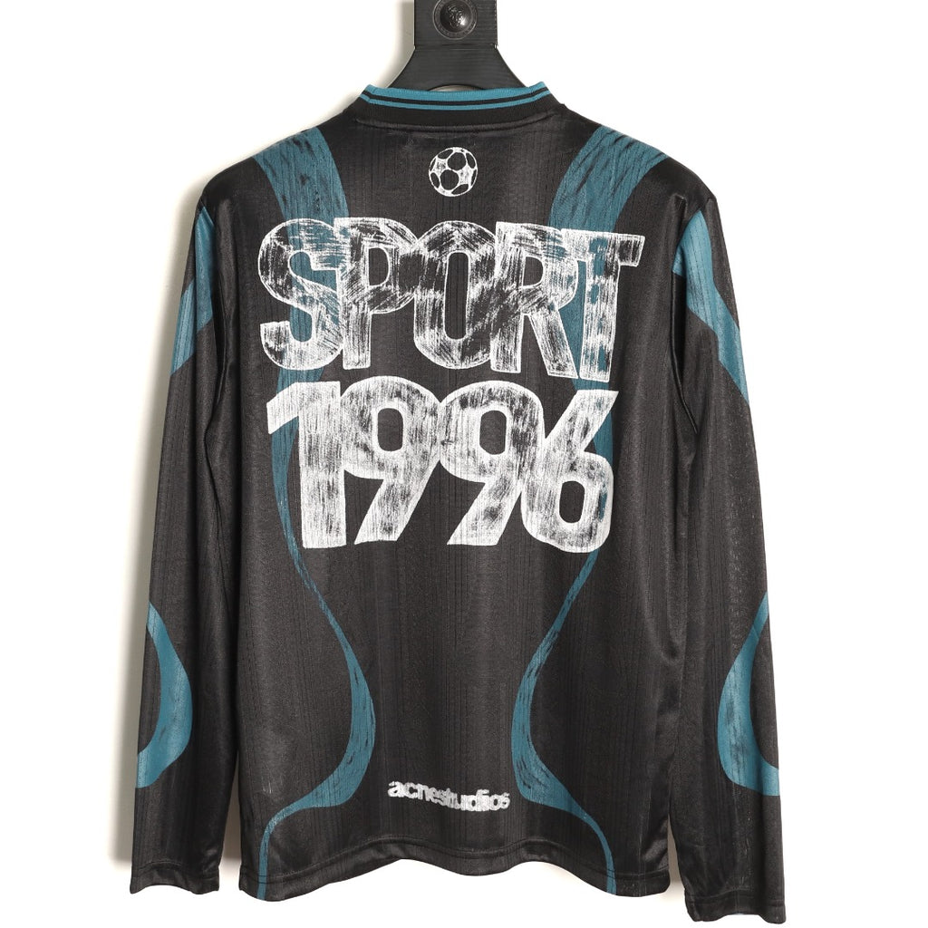 Acne Studios Bow Graphic Football Jersey Long-Sleeve Top - Black