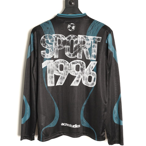 Acne Studios Bow Graphic Football Jersey Long-Sleeve Top - Black