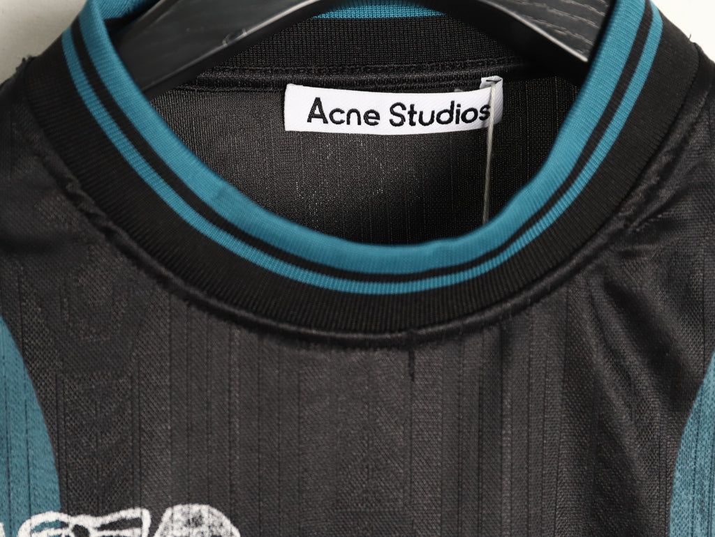 Acne Studios Bow Graphic Football Jersey Long-Sleeve Top - Black