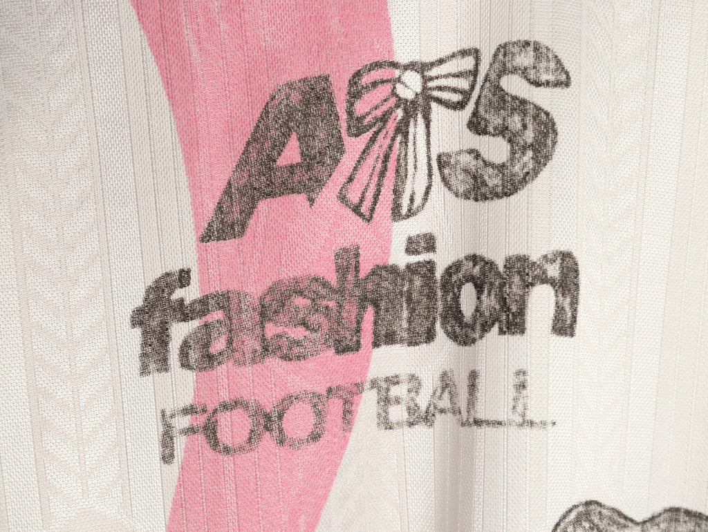 Acne Studios Bow Graphic Football Jersey Long-Sleeve Top - White/Pink