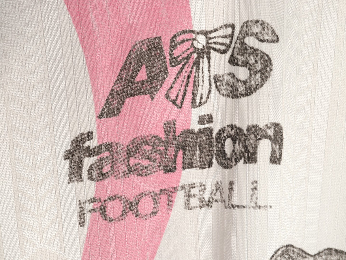 Acne Studios Bow Graphic Football Jersey Long-Sleeve Top - White/Pink