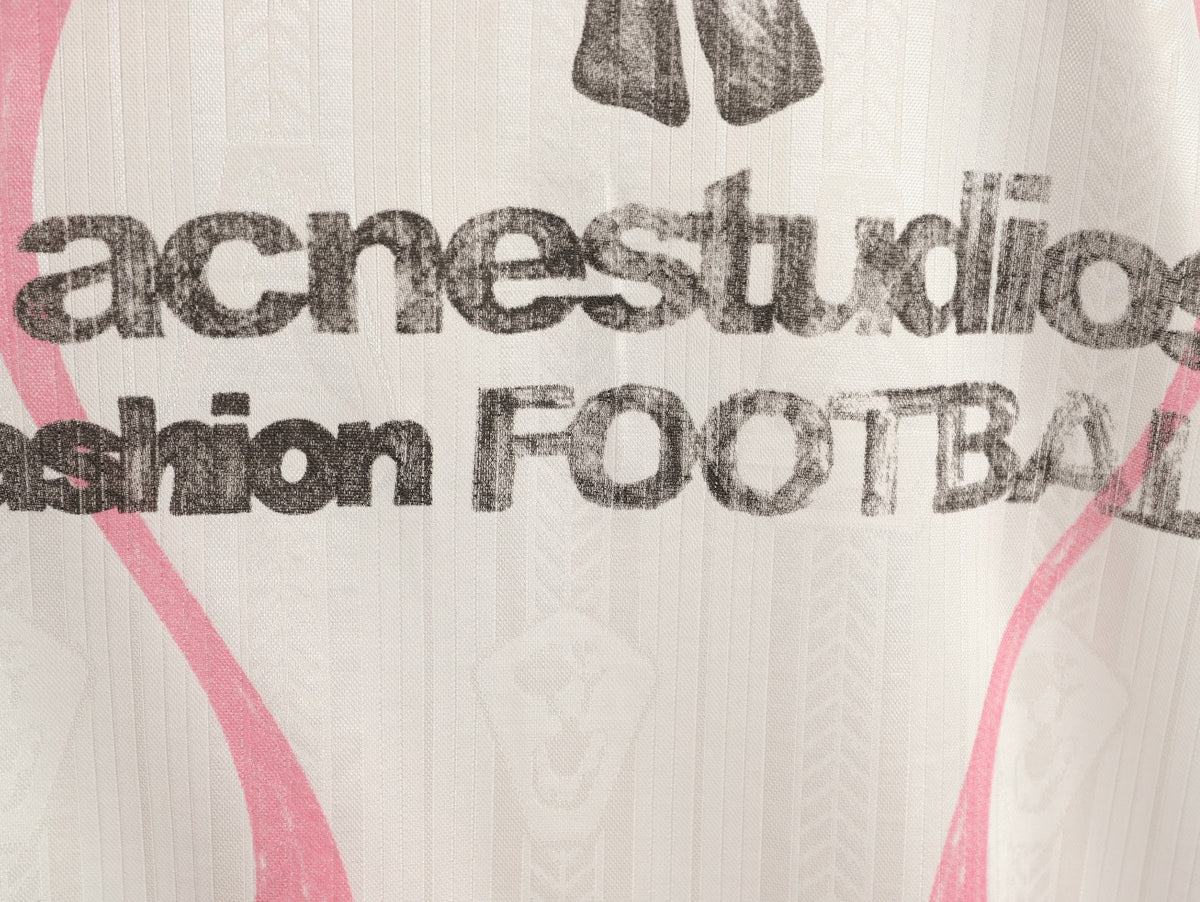 Acne Studios Bow Graphic Football Jersey Long-Sleeve Top - White/Pink