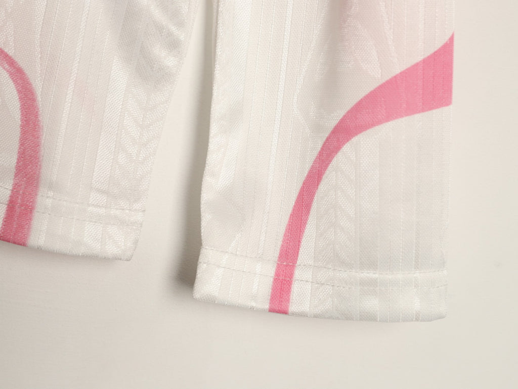 Acne Studios Bow Graphic Football Jersey Long-Sleeve Top - White/Pink