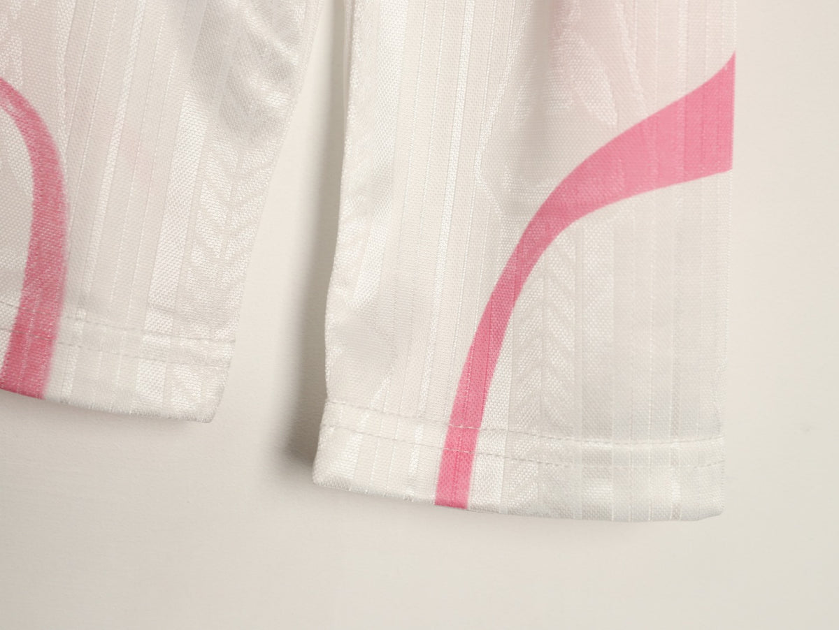 Acne Studios Bow Graphic Football Jersey Long-Sleeve Top - White/Pink