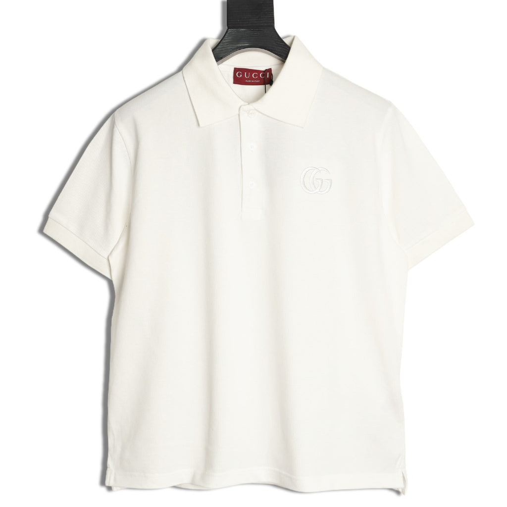 Gucci GG Embroidered Short-Sleeve Polo Shirt - White