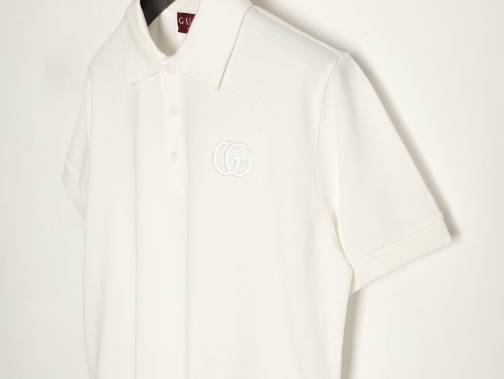 Gucci GG Embroidered Short-Sleeve Polo Shirt - White