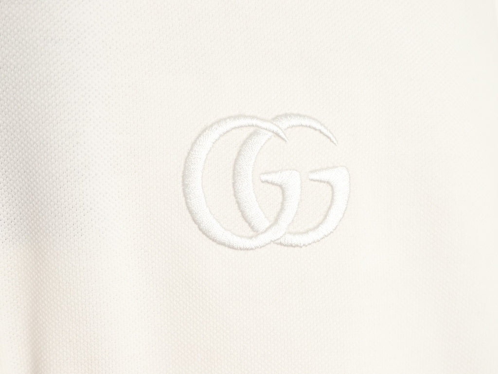 Gucci GG Embroidered Short-Sleeve Polo Shirt - White