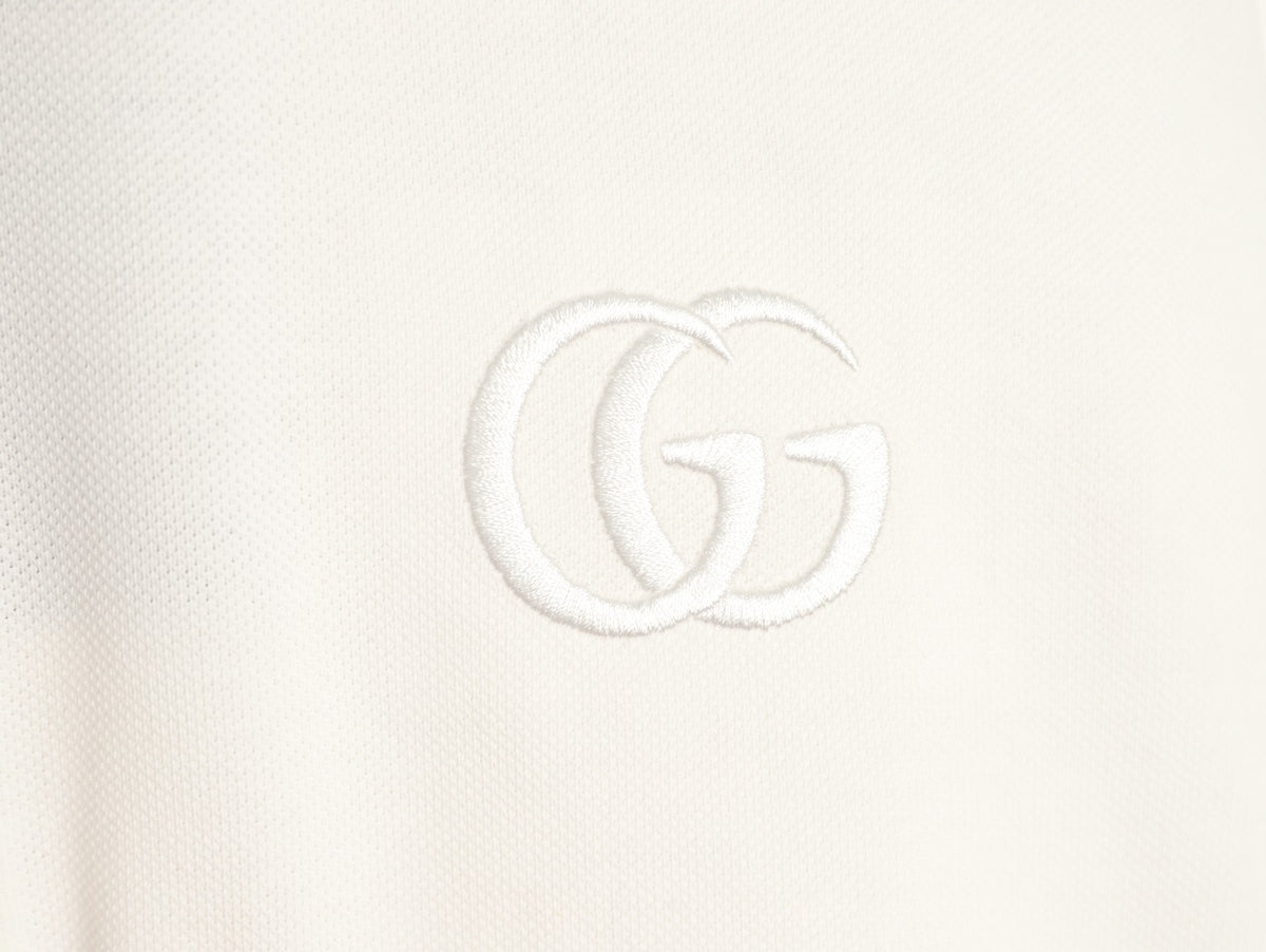 Gucci GG Embroidered Short-Sleeve Polo Shirt - White