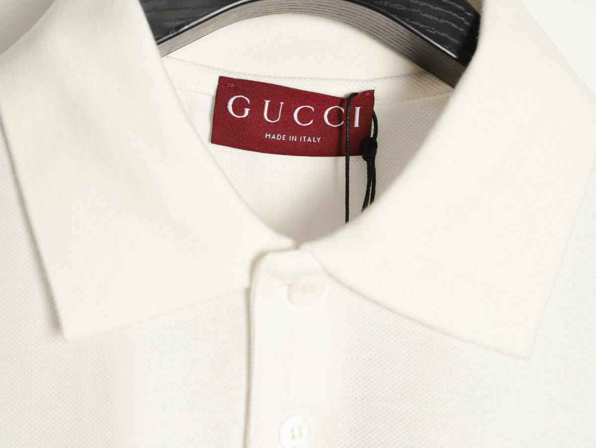 Gucci GG Embroidered Short-Sleeve Polo Shirt - White