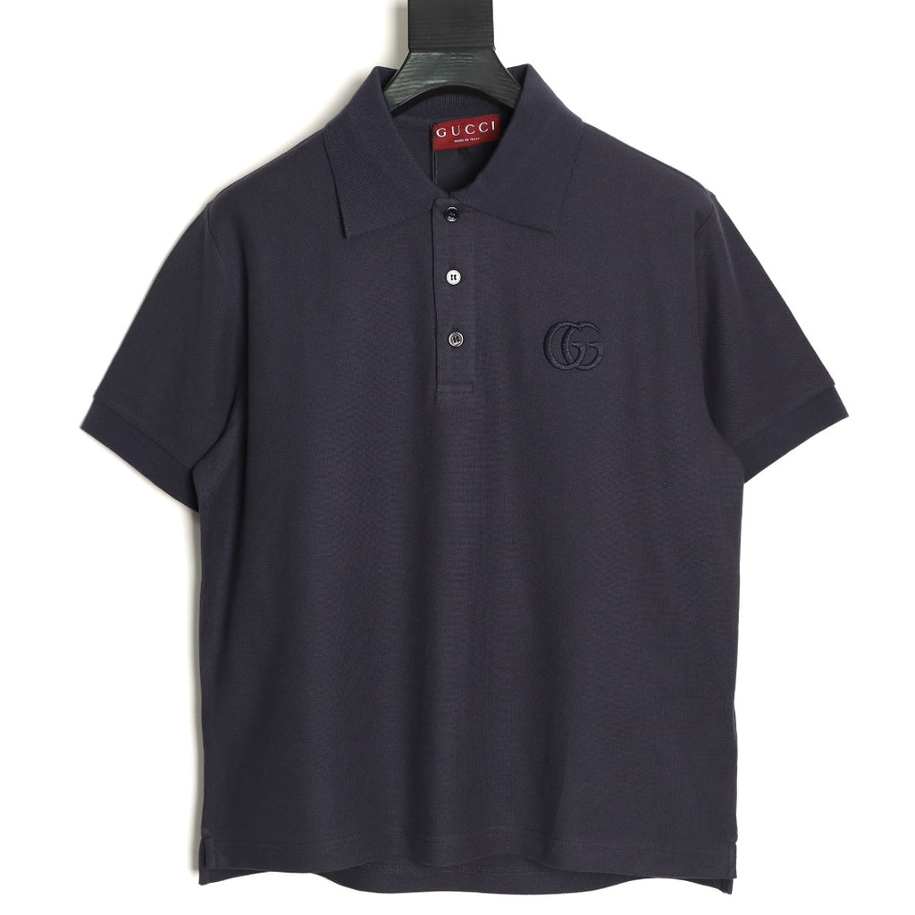 Gucci GG Embroidered Short-Sleeve Polo Shirt - Navy