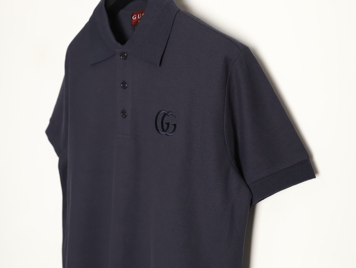 Gucci GG Embroidered Short-Sleeve Polo Shirt - Navy