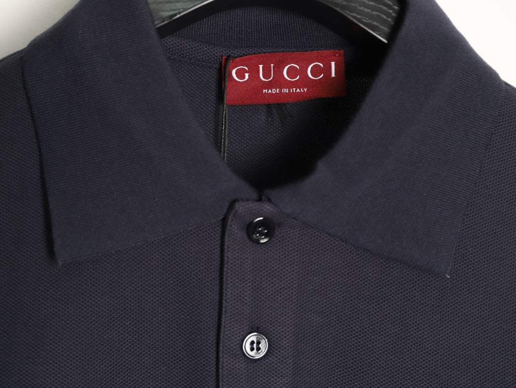 Gucci GG Embroidered Short-Sleeve Polo Shirt - Navy