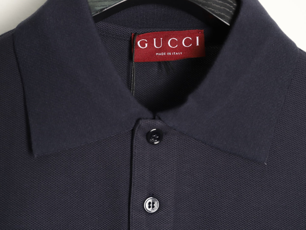 Gucci GG Embroidered Short-Sleeve Polo Shirt - Navy