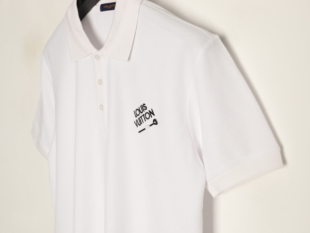 Louis Vuitton 25SS Letter-Detail Short-Sleeve Polo - White