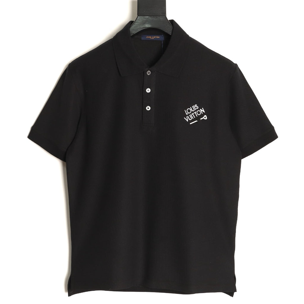 Louis Vuitton 25SS Letter-Detail Short-Sleeve Polo - Black