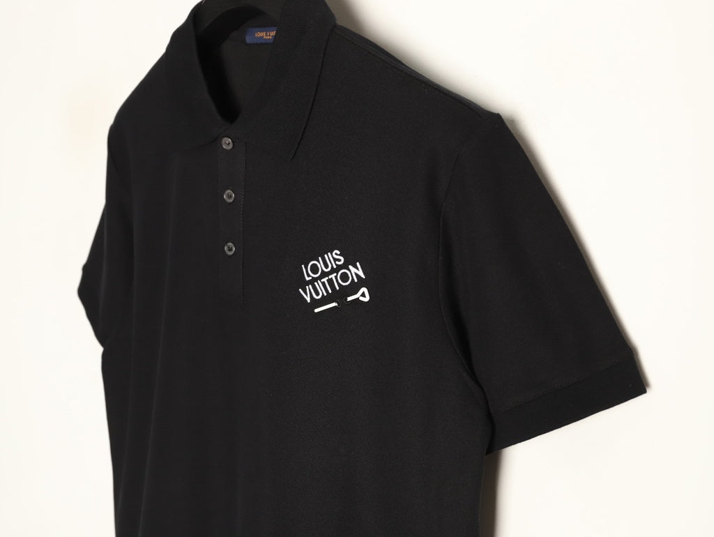 Louis Vuitton 25SS Letter-Detail Short-Sleeve Polo - Black