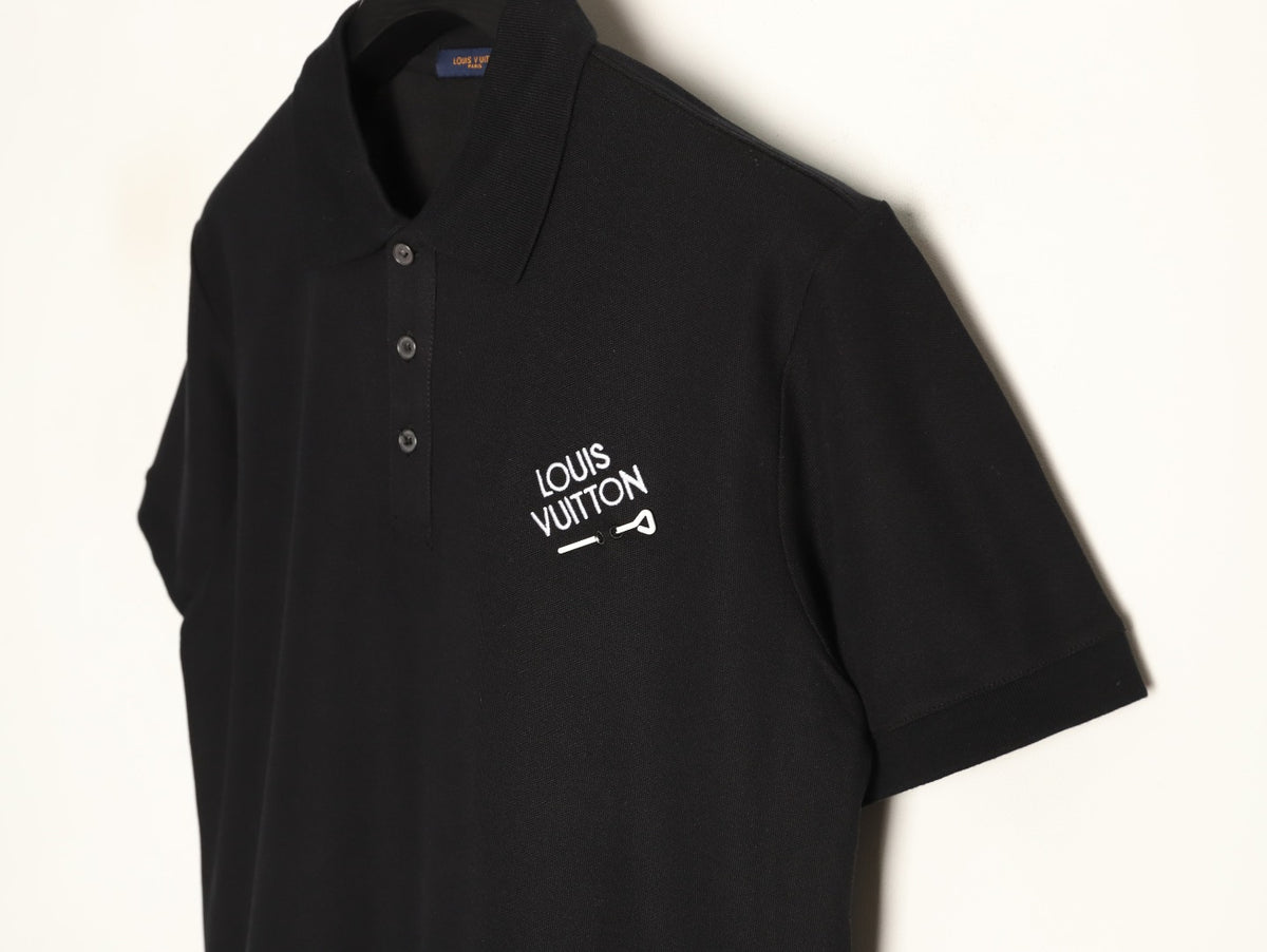 Louis Vuitton 25SS Letter-Detail Short-Sleeve Polo - Black