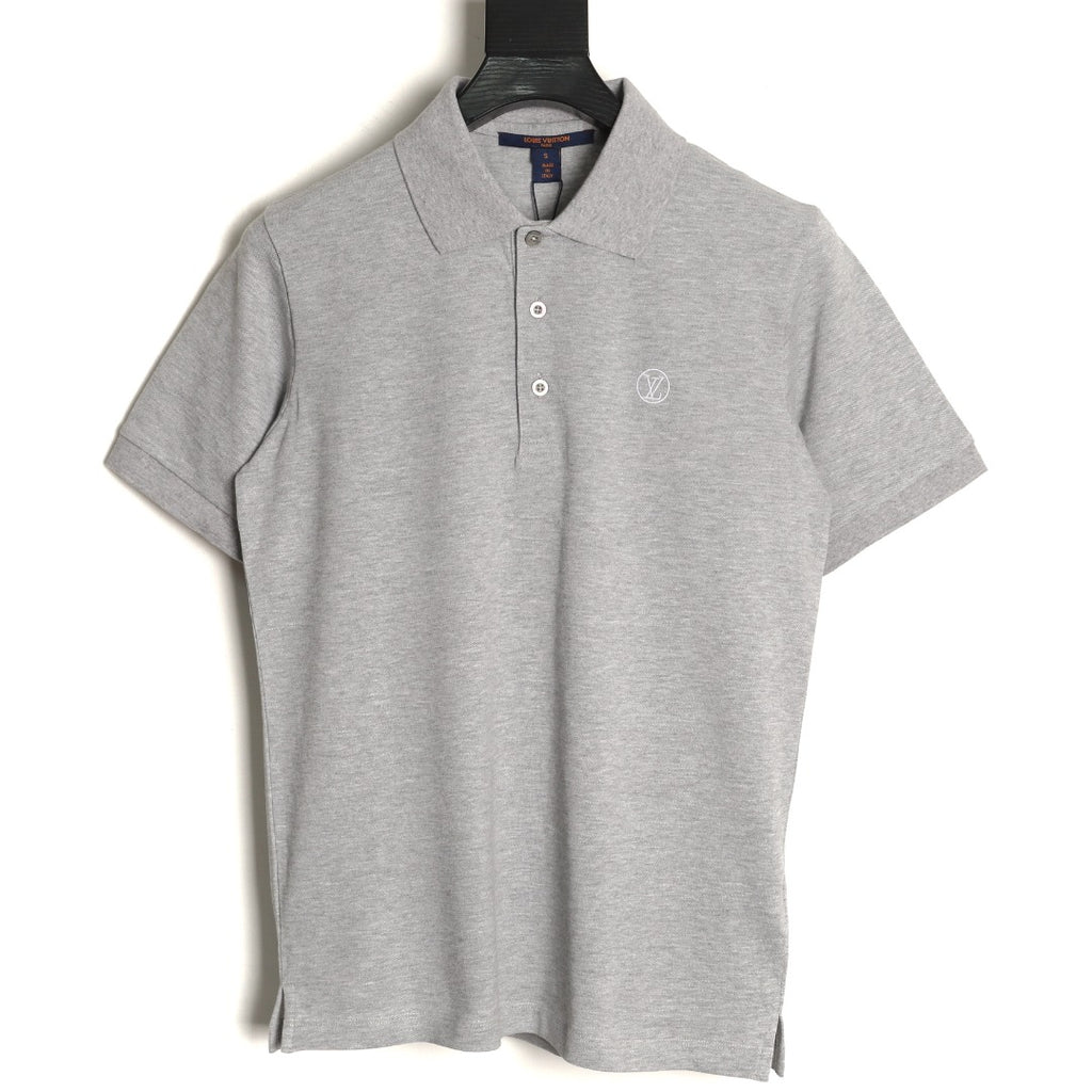 Louis Vuitton Classic Small-Logo Embroidered Polo - Heather Gray