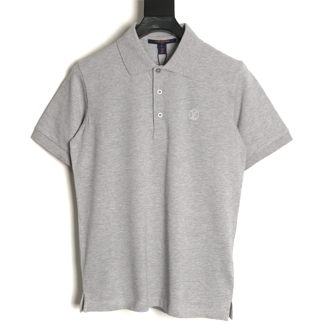 Louis Vuitton Classic Small-Logo Embroidered Polo - Heather Gray