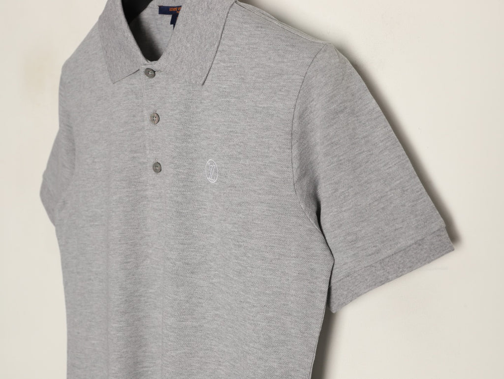 Louis Vuitton Classic Small-Logo Embroidered Polo - Heather Gray