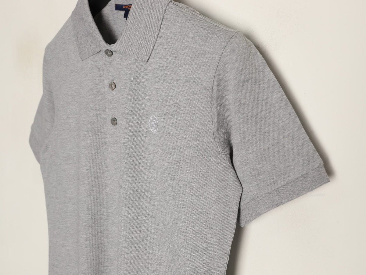 Louis Vuitton Classic Small-Logo Embroidered Polo - Heather Gray