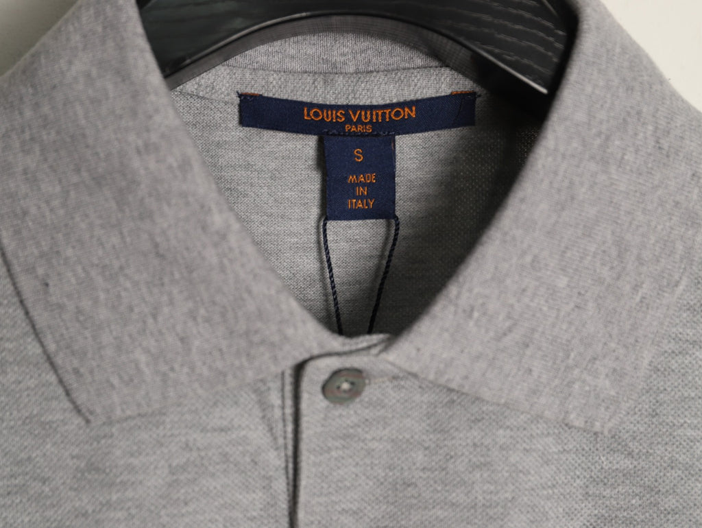 Louis Vuitton Classic Small-Logo Embroidered Polo - Heather Gray