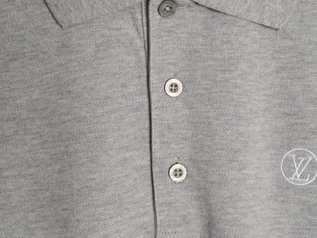 Louis Vuitton Classic Small-Logo Embroidered Polo - Heather Gray