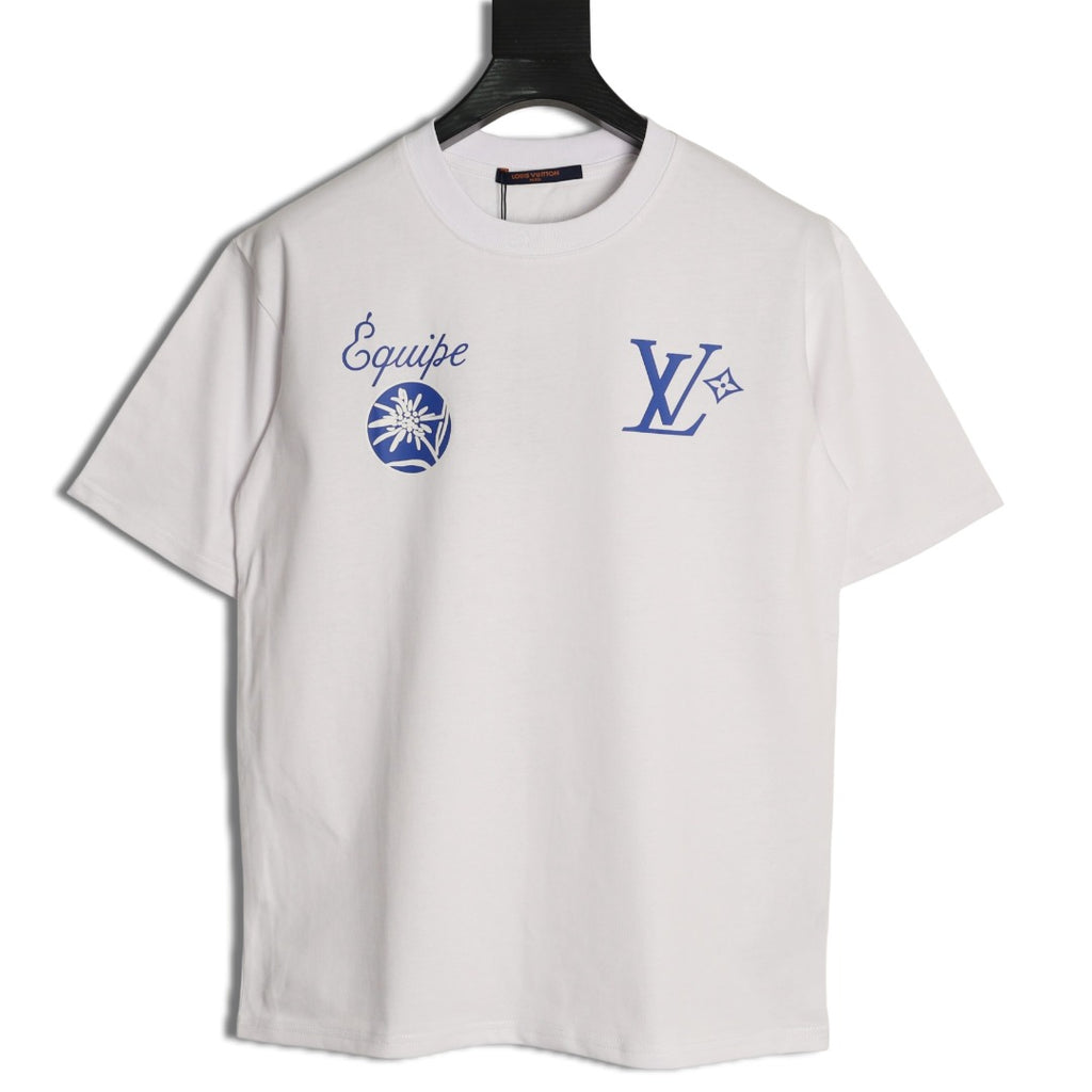 Louis Vuitton Blue Floral Graphic Short-Sleeve T-Shirt - White