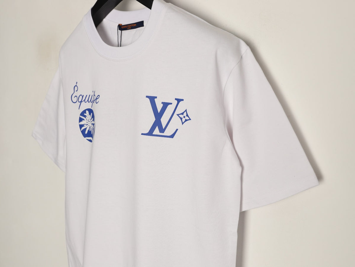 Louis Vuitton Blue Floral Graphic Short-Sleeve T-Shirt - White