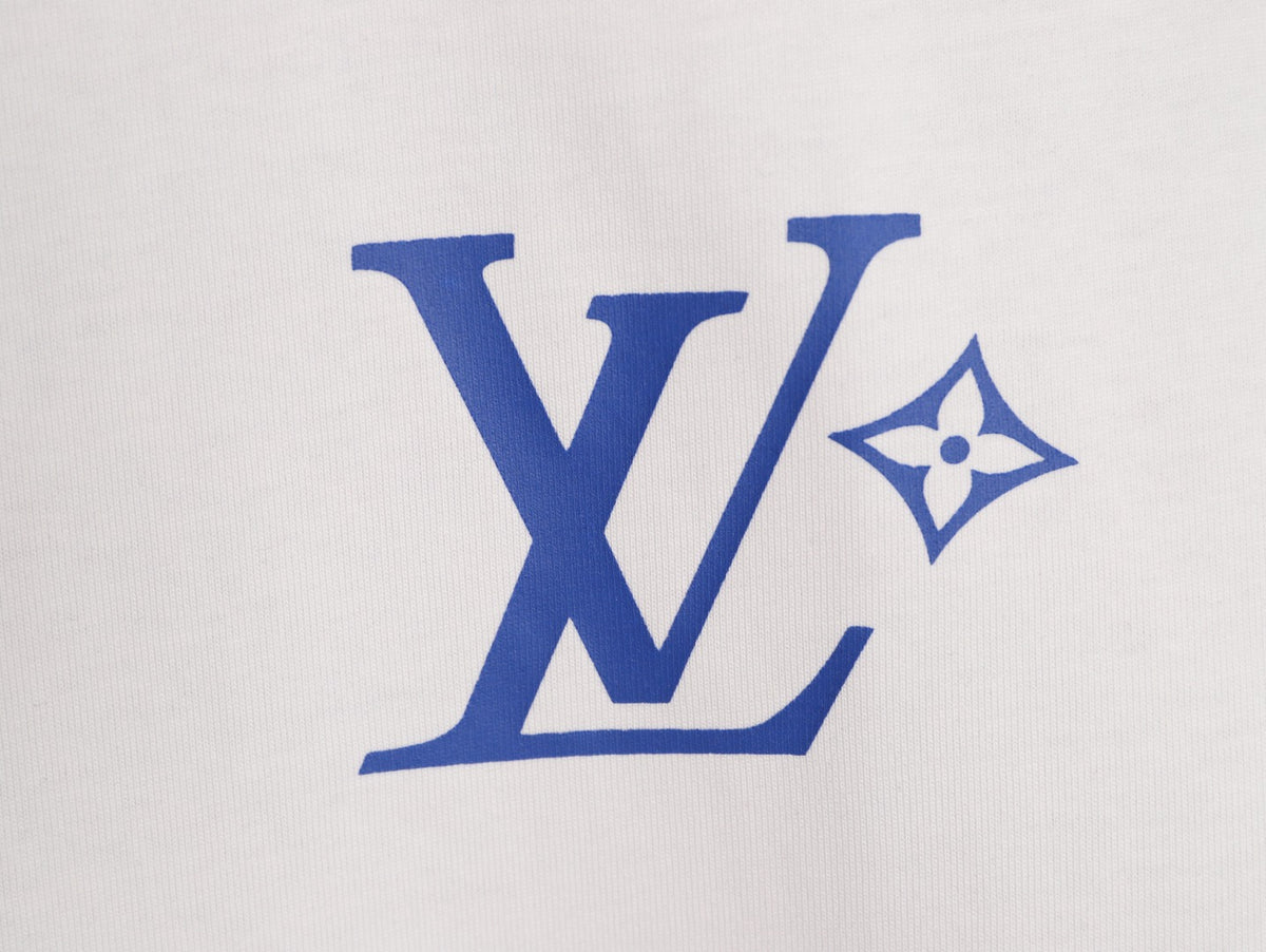 Louis Vuitton Blue Floral Graphic Short-Sleeve T-Shirt - White