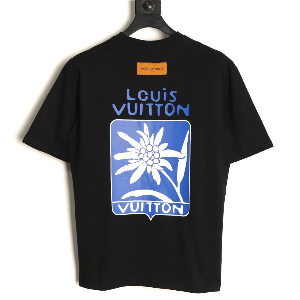 Louis Vuitton Blue Floral Graphic Short-Sleeve T-Shirt - Black
