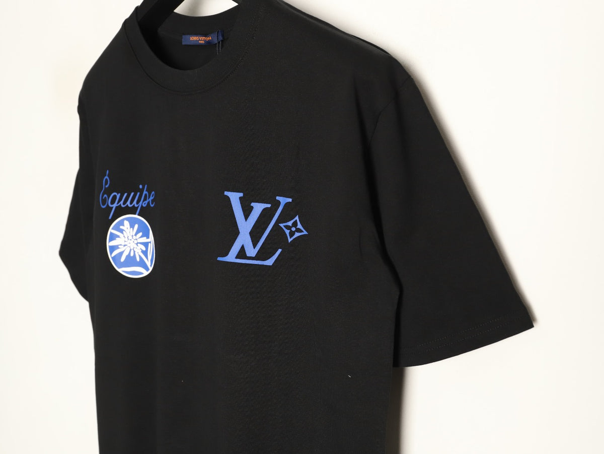 Louis Vuitton Blue Floral Graphic Short-Sleeve T-Shirt - Black