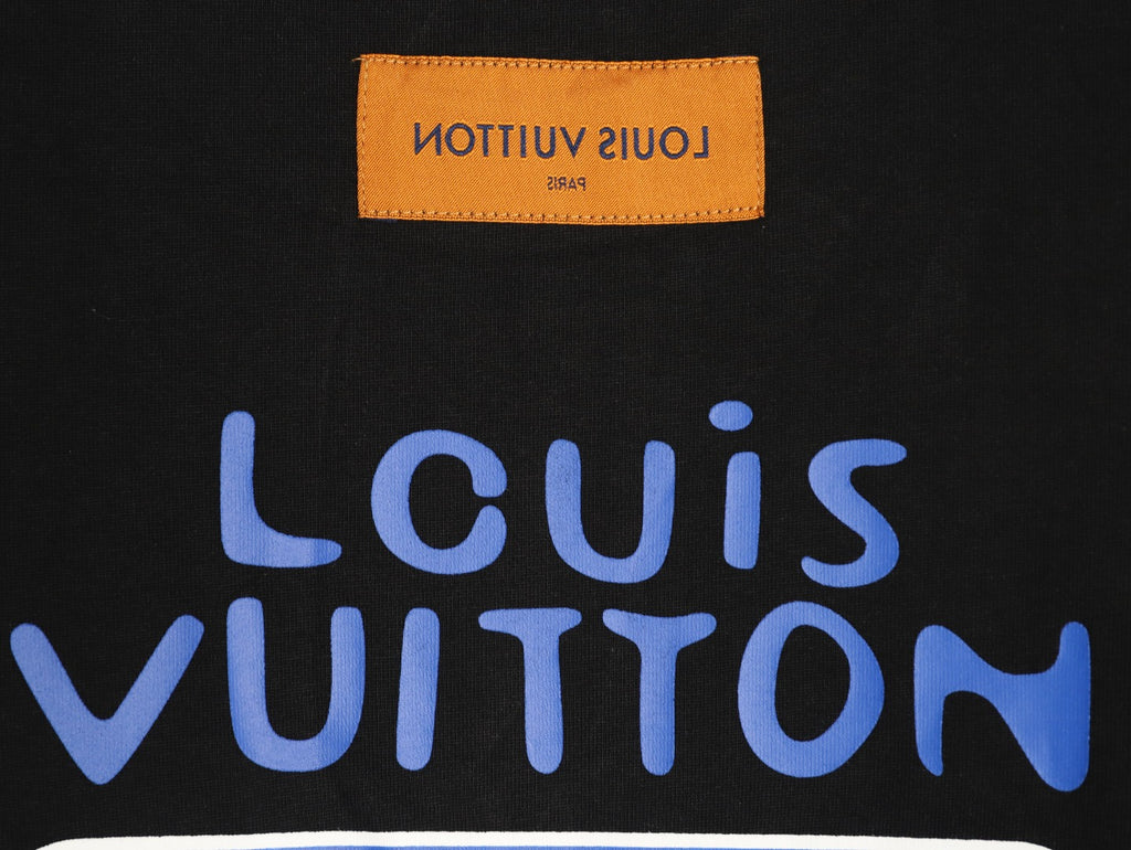 Louis Vuitton Blue Floral Graphic Short-Sleeve T-Shirt - Black