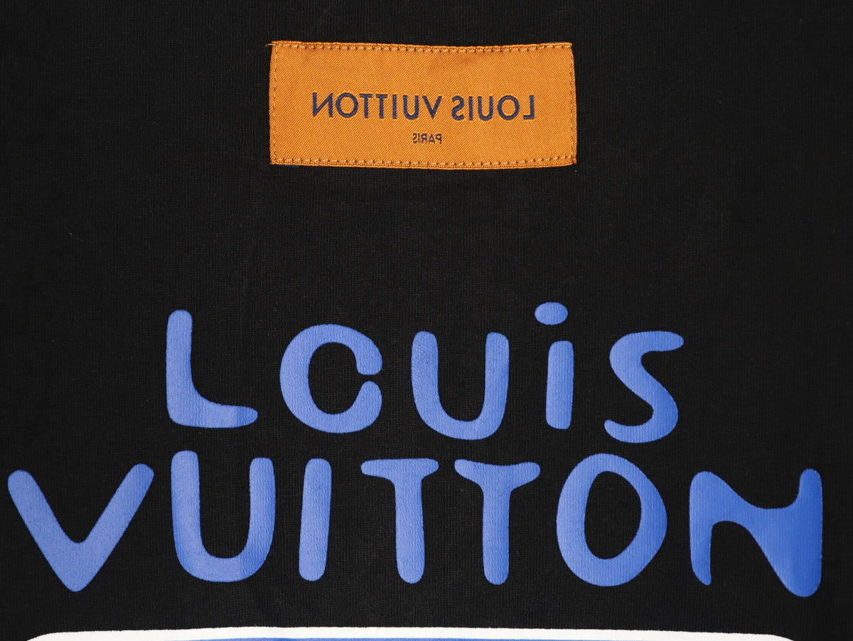 Louis Vuitton Blue Floral Graphic Short-Sleeve T-Shirt - Black