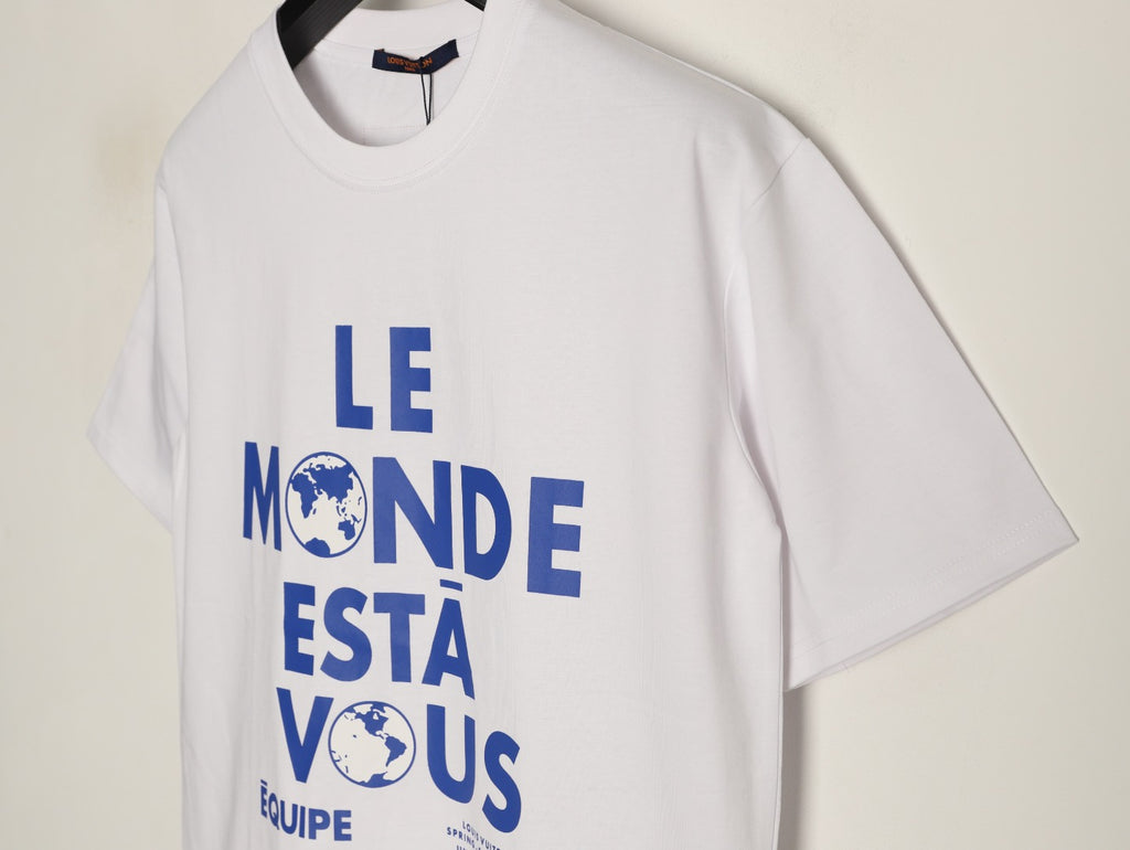 Louis Vuitton Globe Slogan Graphic Short-Sleeve T-Shirt - White