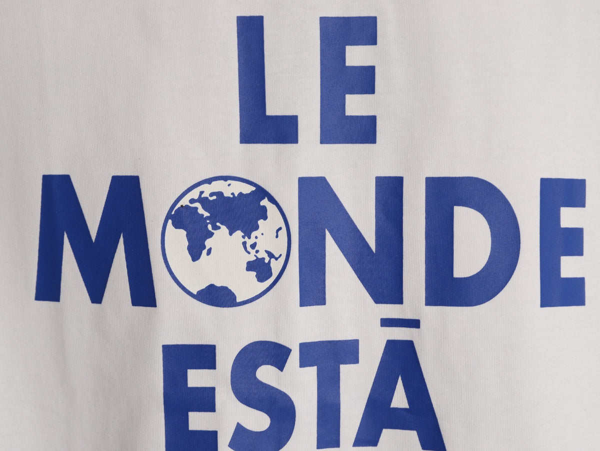 Louis Vuitton Globe Slogan Graphic Short-Sleeve T-Shirt - White