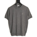 Burberry Equestrian Knight Short-Sleeve Knit Top - Gray