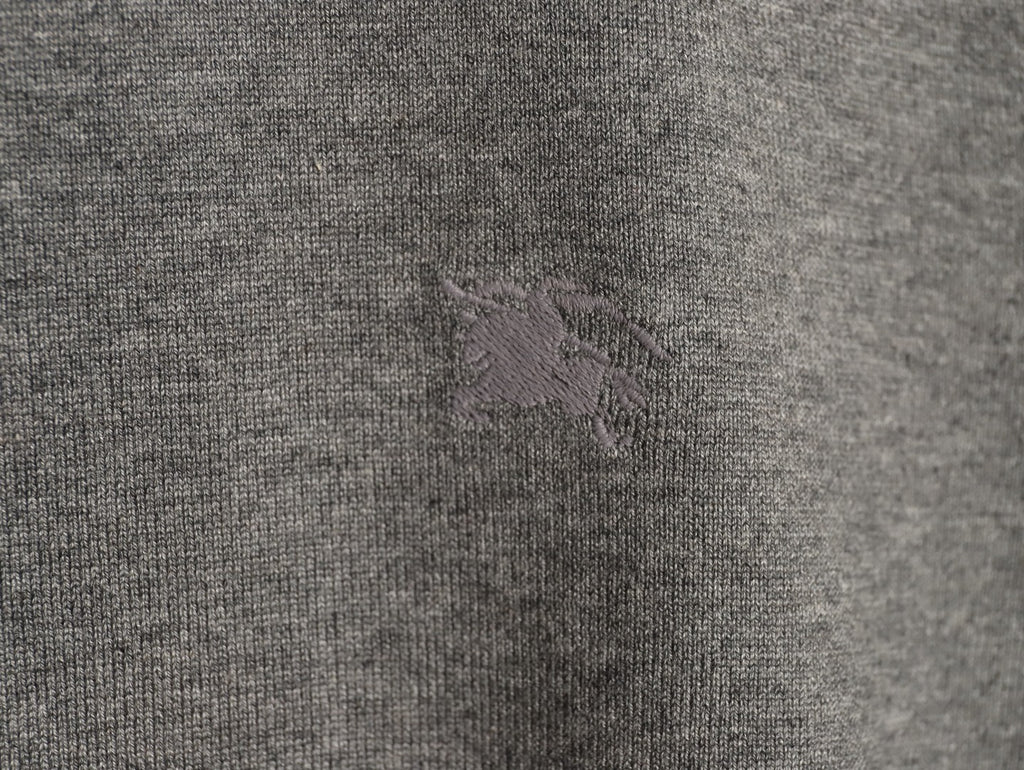 Burberry Equestrian Knight Short-Sleeve Knit Top - Gray