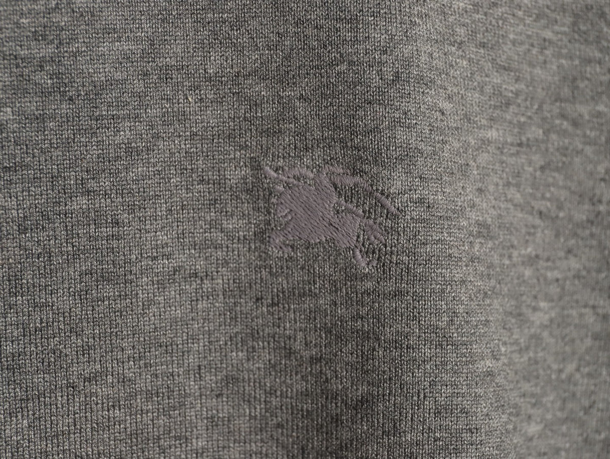 Burberry Equestrian Knight Short-Sleeve Knit Top - Gray