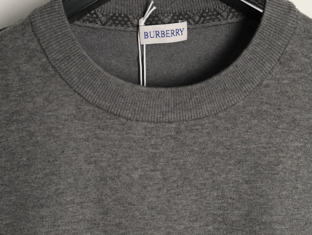 Burberry Equestrian Knight Short-Sleeve Knit Top - Gray