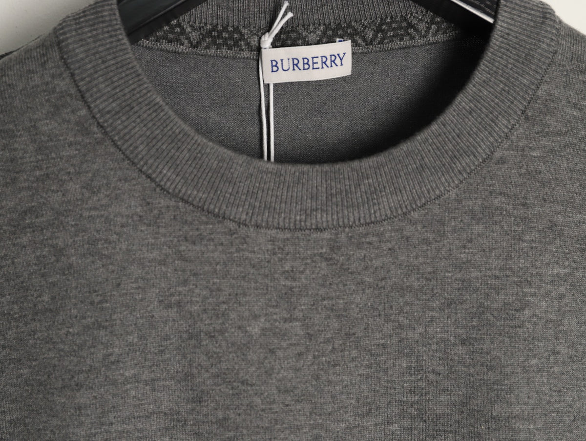 Burberry Equestrian Knight Short-Sleeve Knit Top - Gray