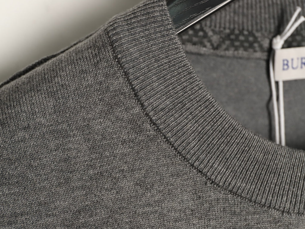 Burberry Equestrian Knight Short-Sleeve Knit Top - Gray