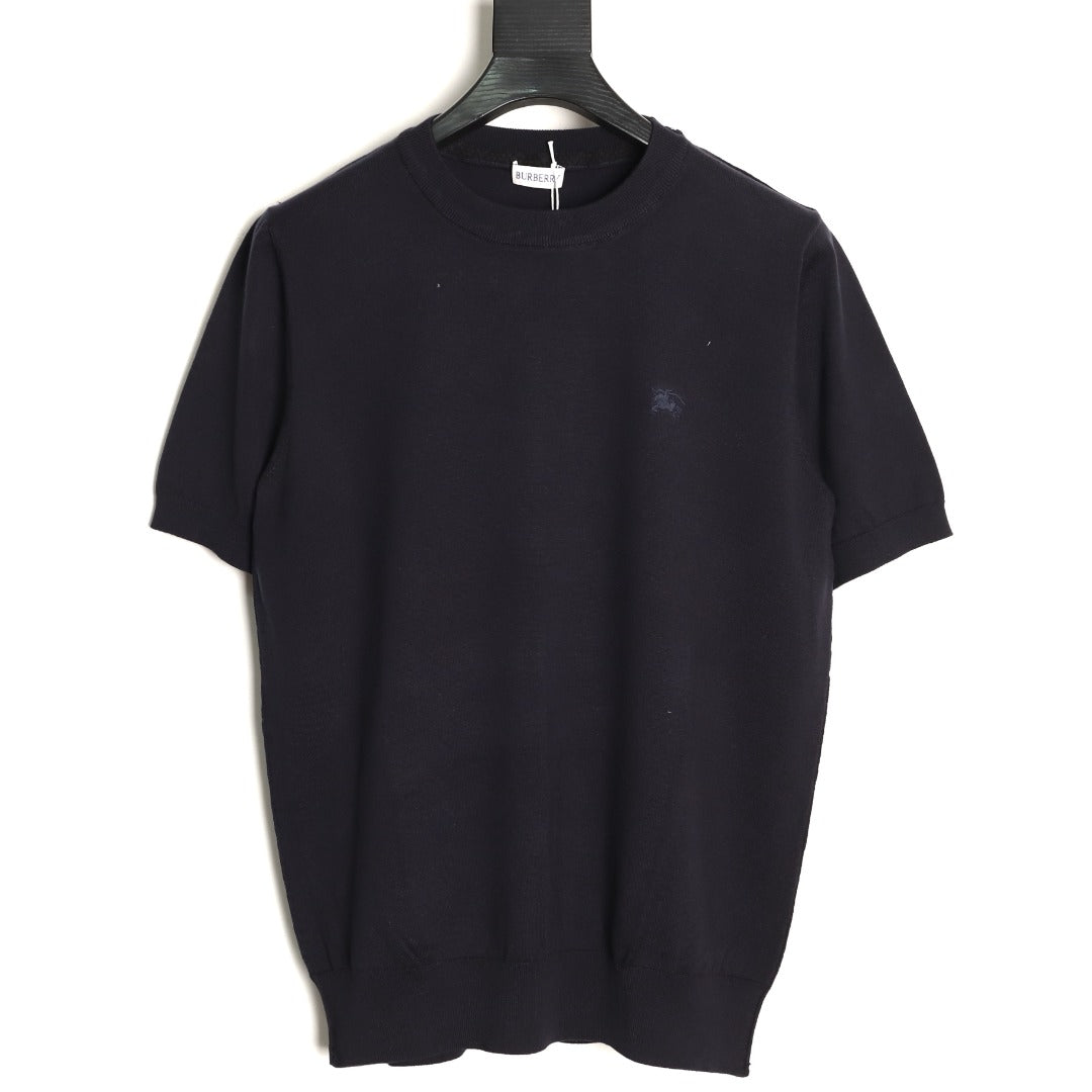 Burberry Equestrian Knight Short-Sleeve Knit Top - Black