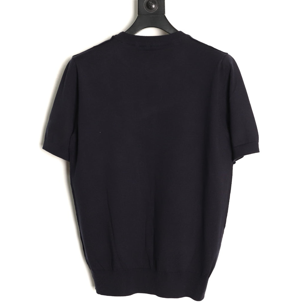 Burberry Equestrian Knight Short-Sleeve Knit Top - Black