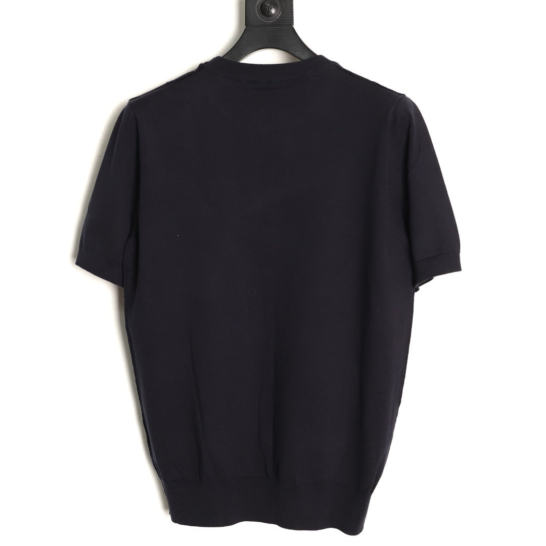 Burberry Equestrian Knight Short-Sleeve Knit Top - Black