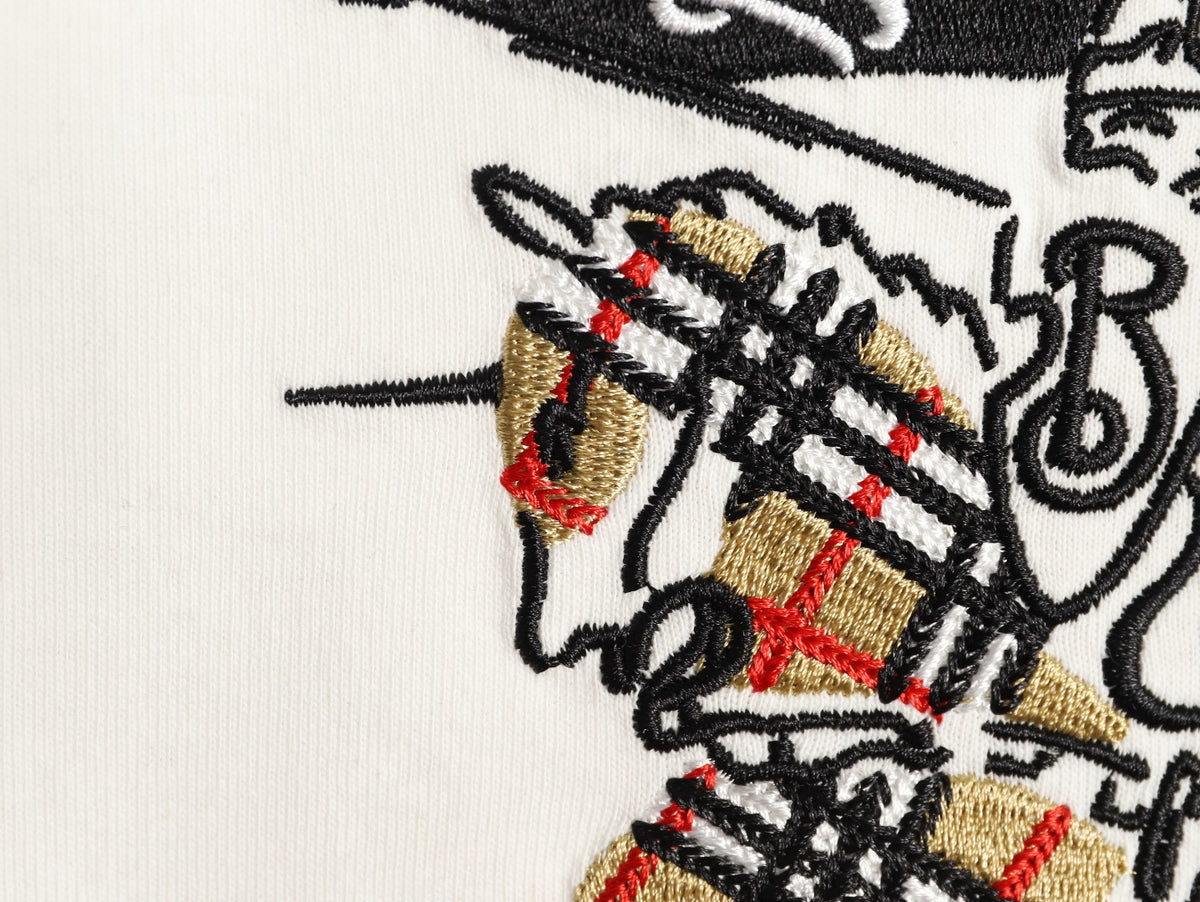 Burberry Equestrian Knight Sketch Graphic T-Shirt - Off-White