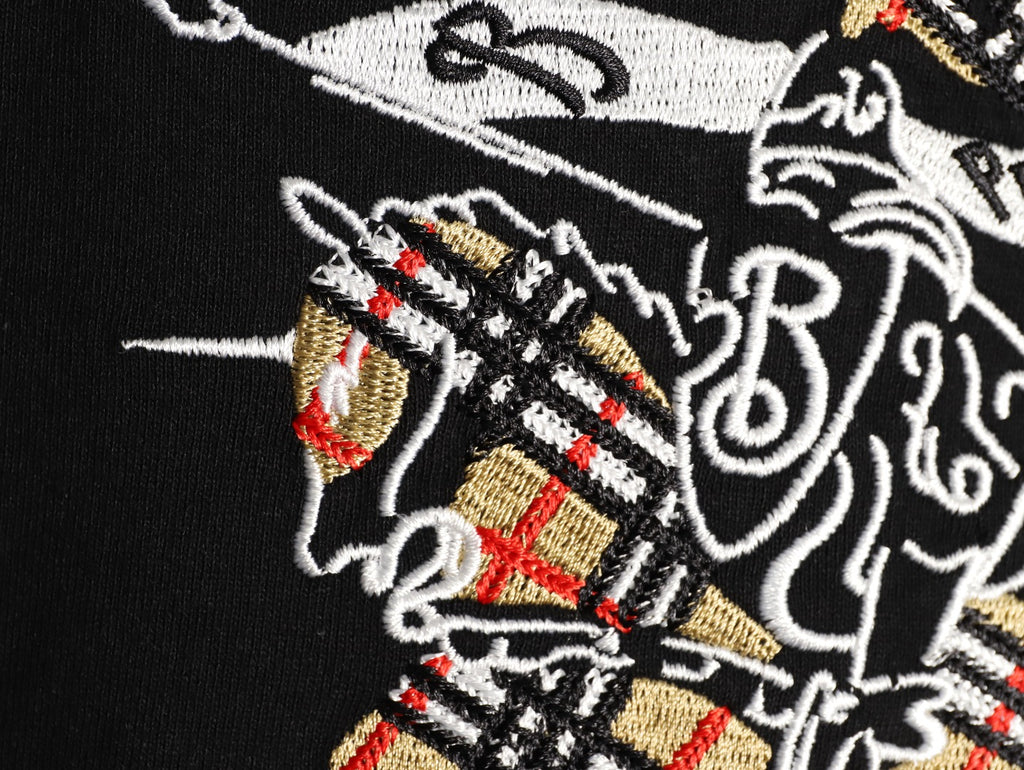 Burberry Equestrian Knight Sketch Graphic T-Shirt - Black