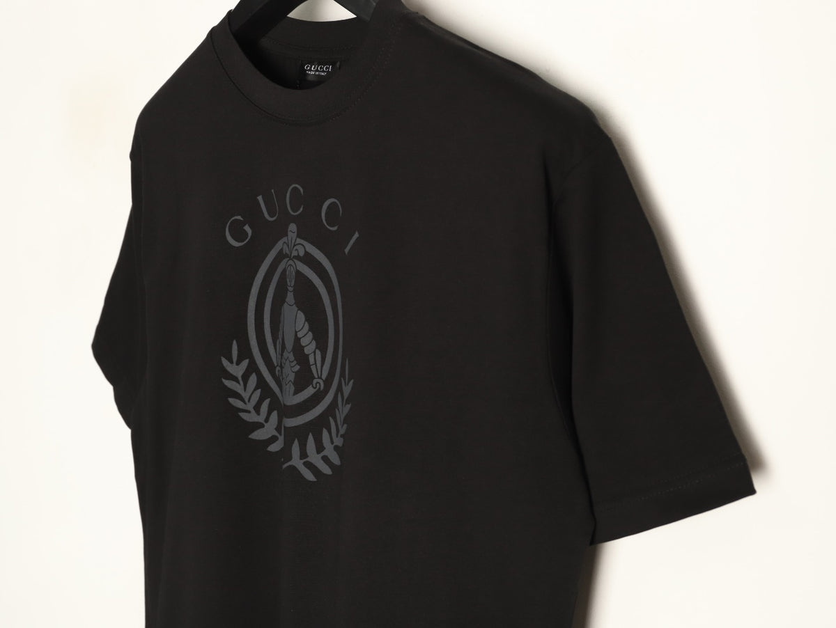 Gucci Wheat-Wreath Emblem Graphic T-Shirt - Black